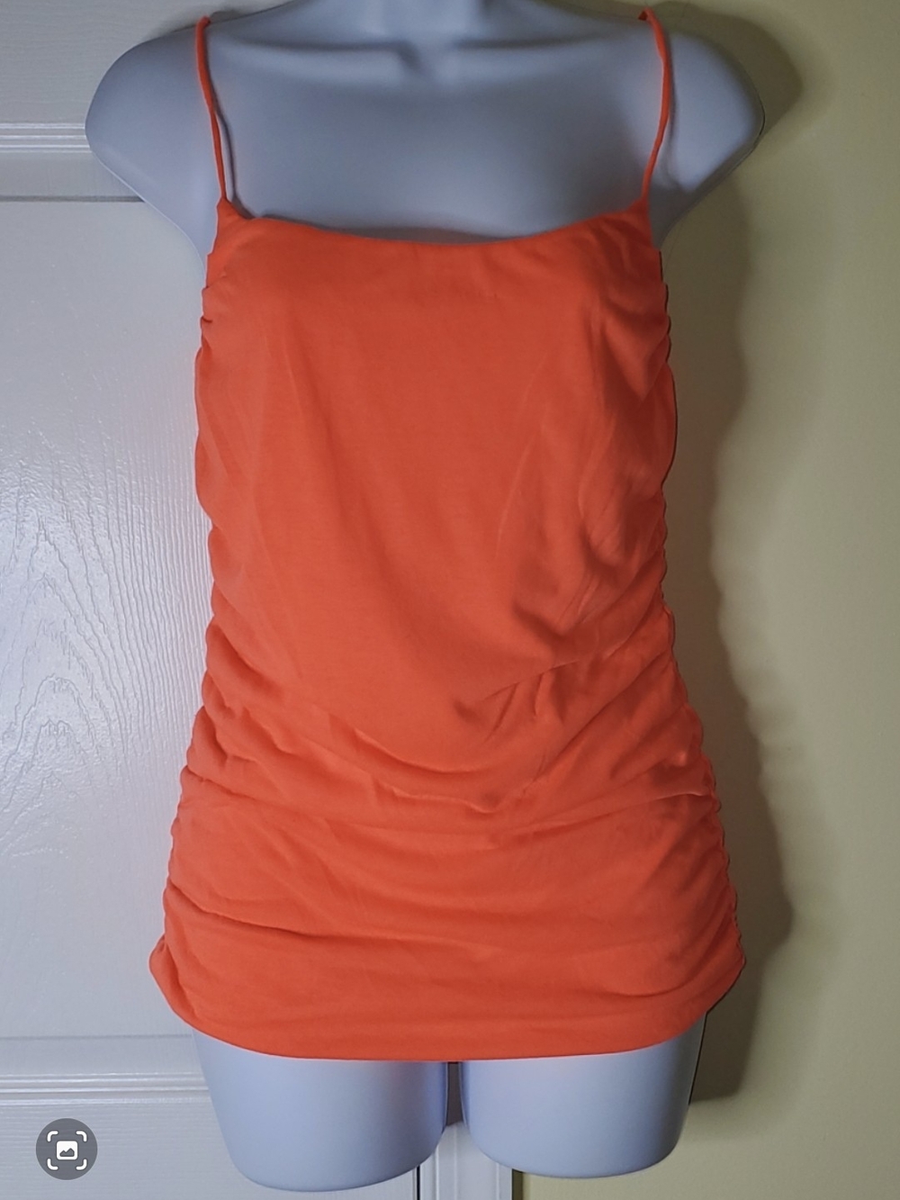 Color Story Orange Ruched Bodycon Cami Tank Top | Size Medium